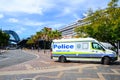 New South wales police force van parking at the Rocks near Sydney Harbour.